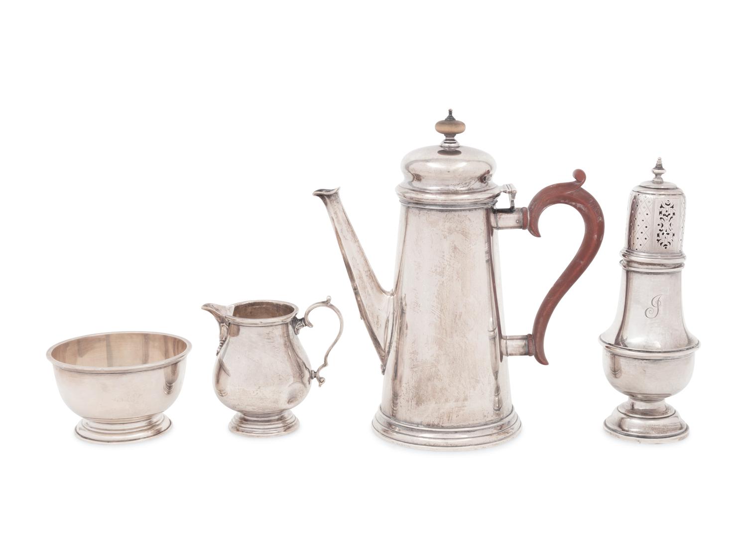 An English Silver Three-Piece Coffee Set