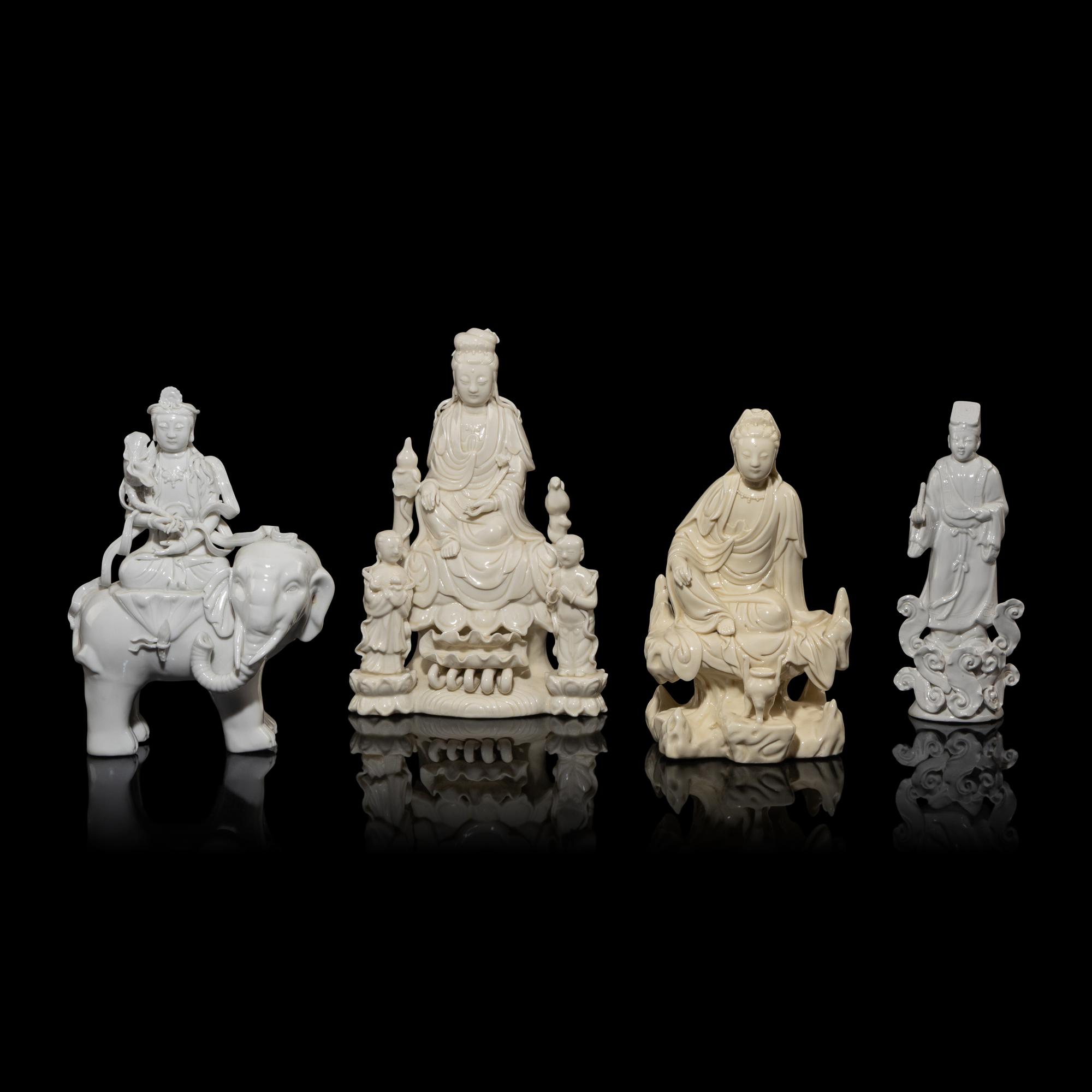 Four Chinese Blanc de Chine Porcelain Figures, 20th Century — 近代 德化白瓷像四尊