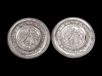 A Pair of Victorian Silverplated Mythological Circular Chargers