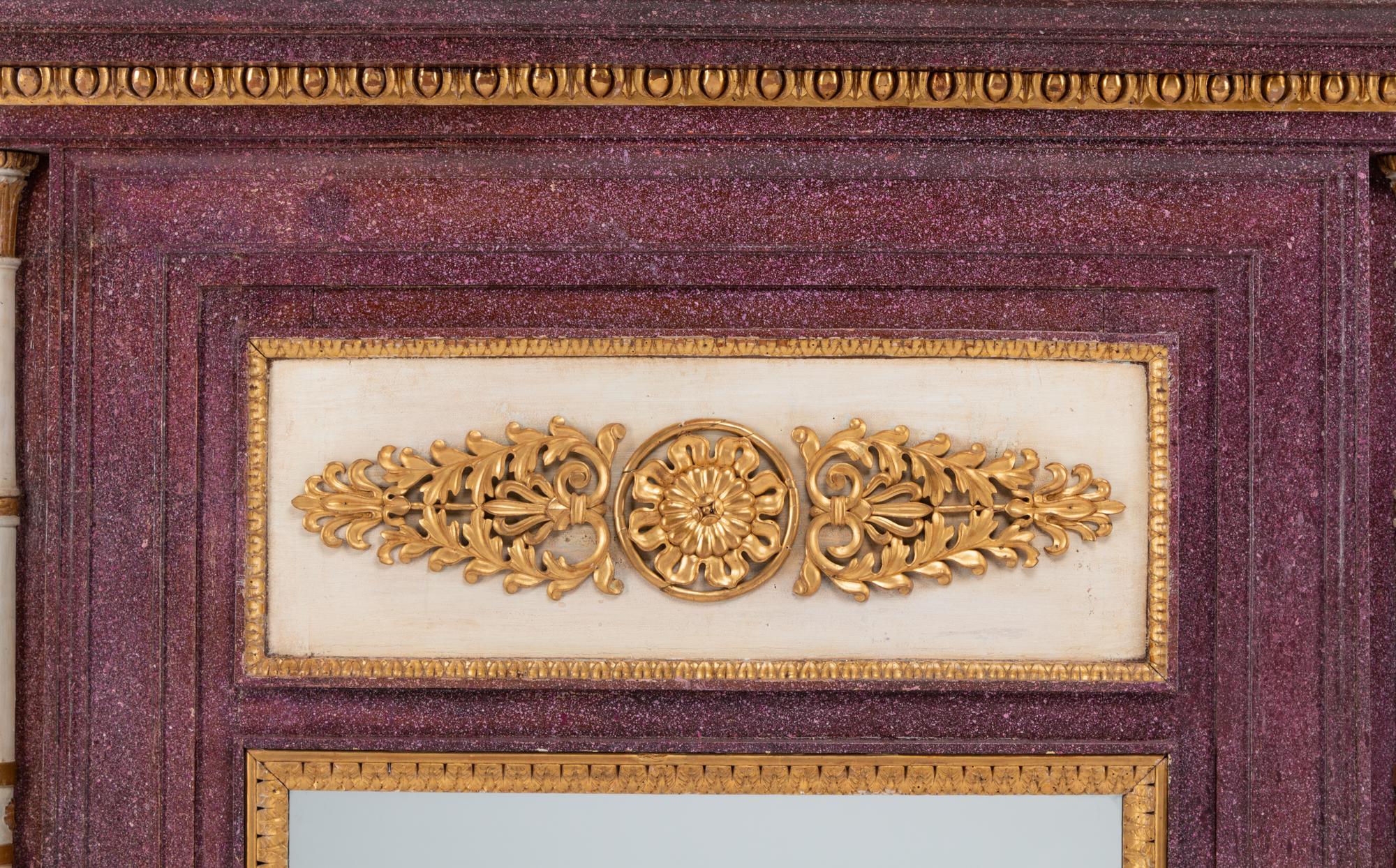 A Directoire Faux Porphyry Painted and Parcel Gilt Mirror