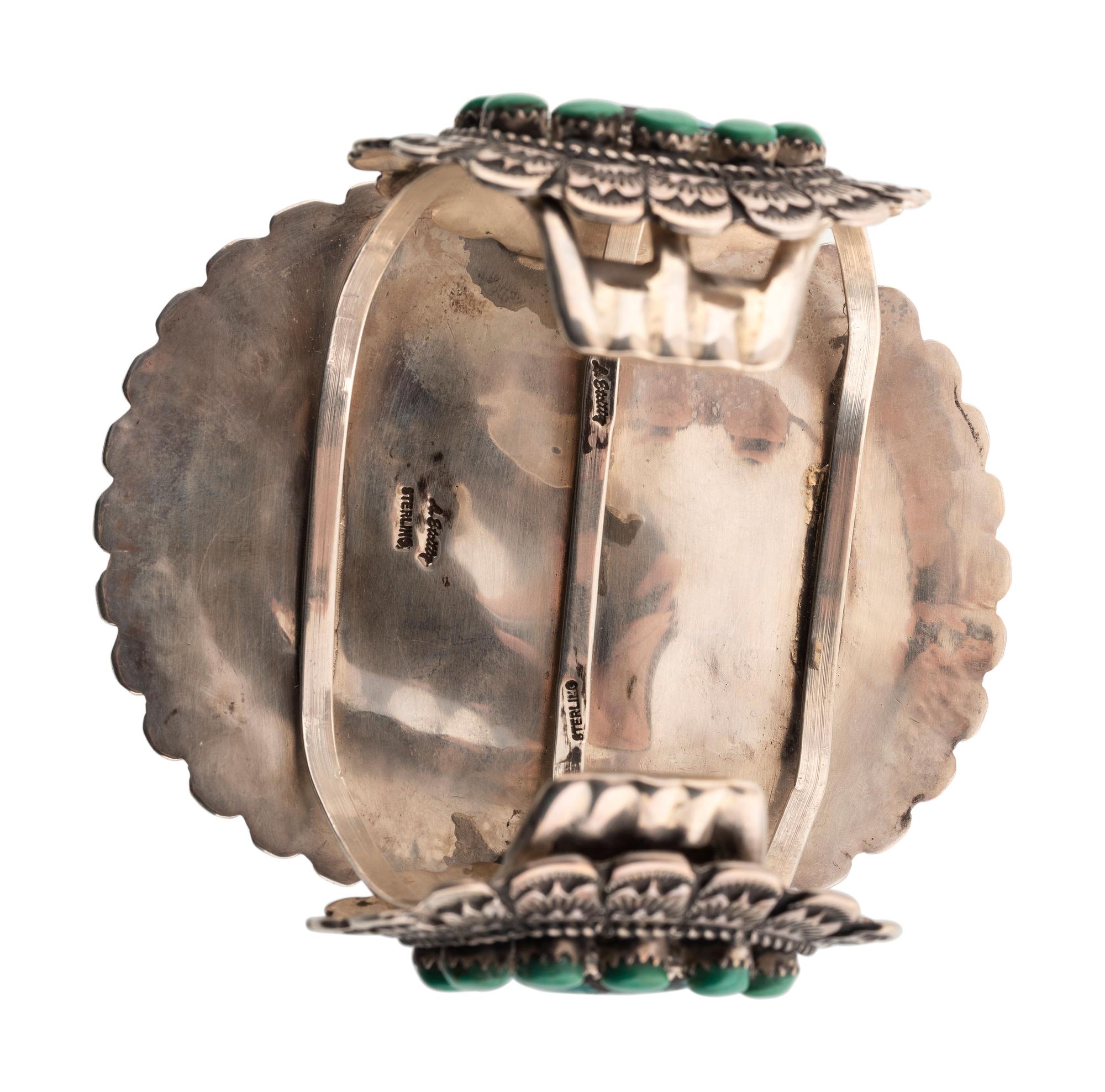 Navajo Sterling Silver and Turquoise Cluster Cuff Bracelet