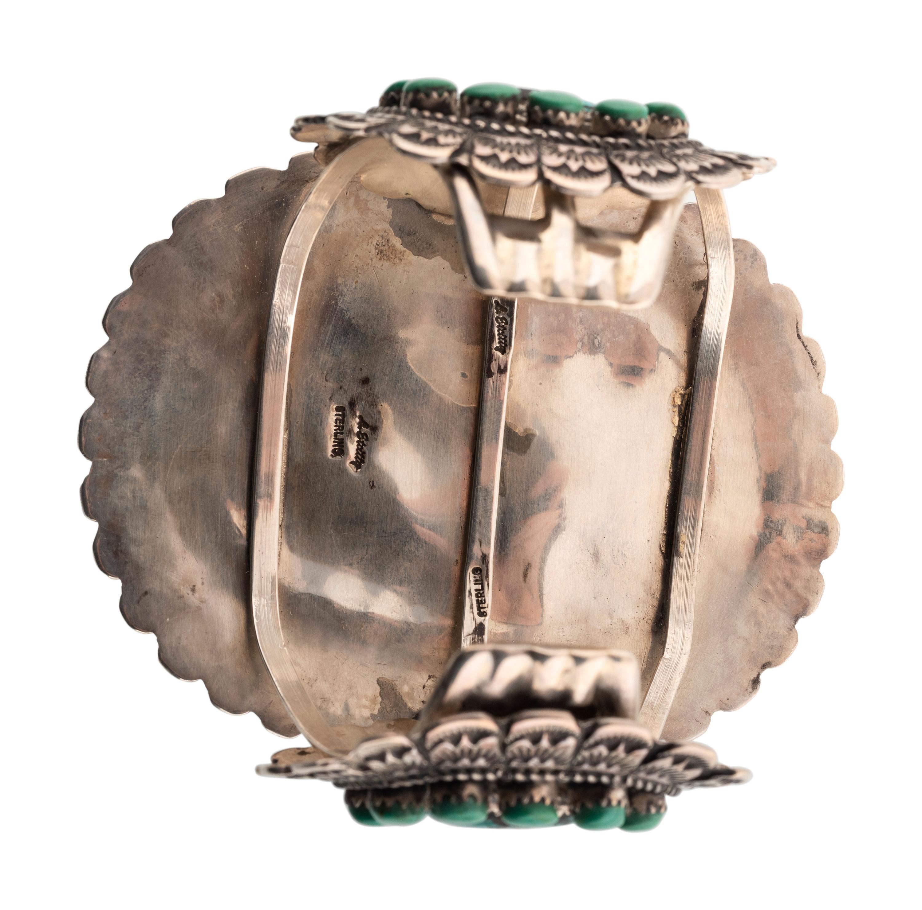 Navajo Sterling Silver and Turquoise Cluster Cuff Bracelet