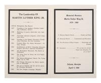 [KING, Martin Luther, Jr. (1929-1968)]. Obsequies Martin Luther King Jr. [Atlanta]: n.p., 1968. [ With: ] Funeral card.