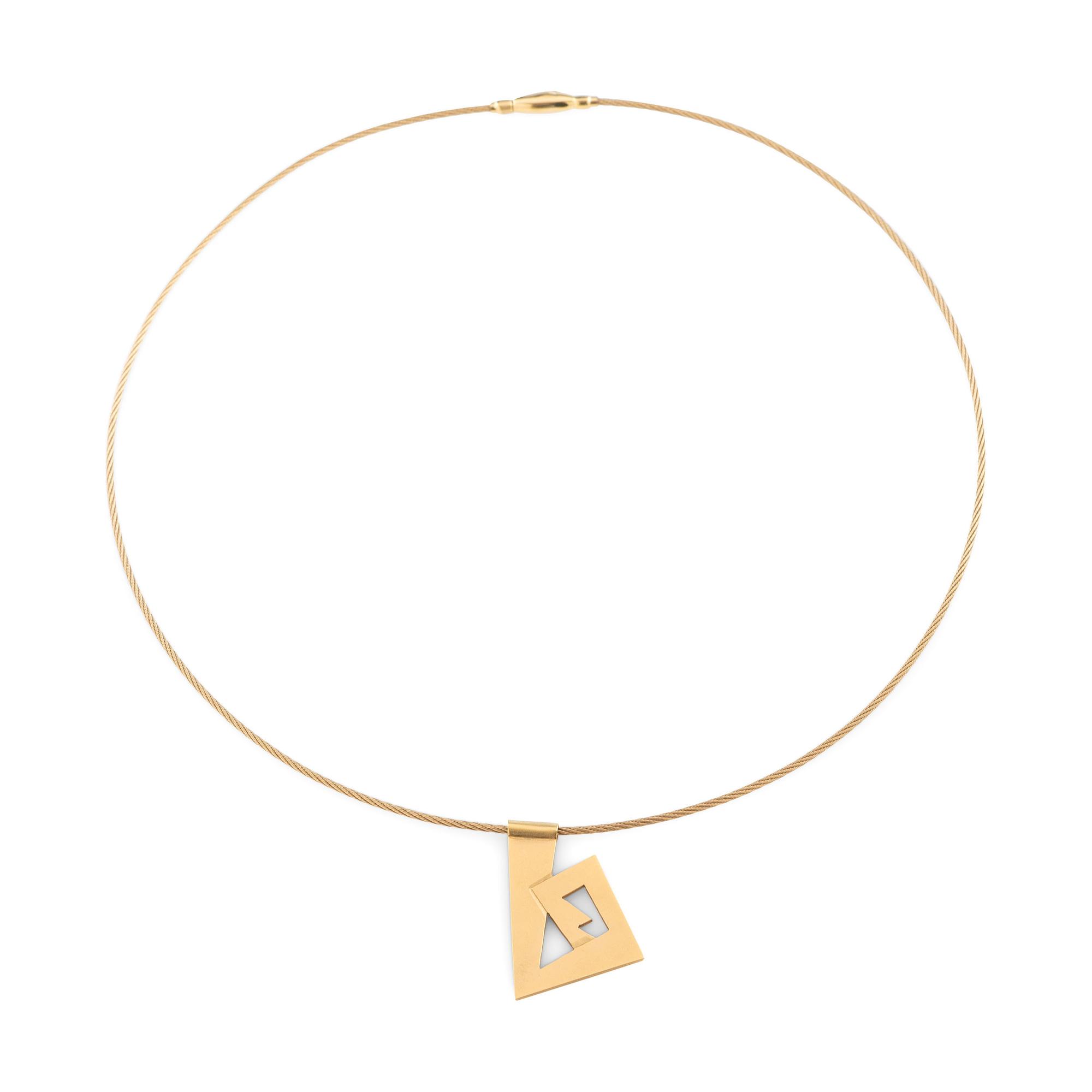 Gold Geometric Pendant, on Chain