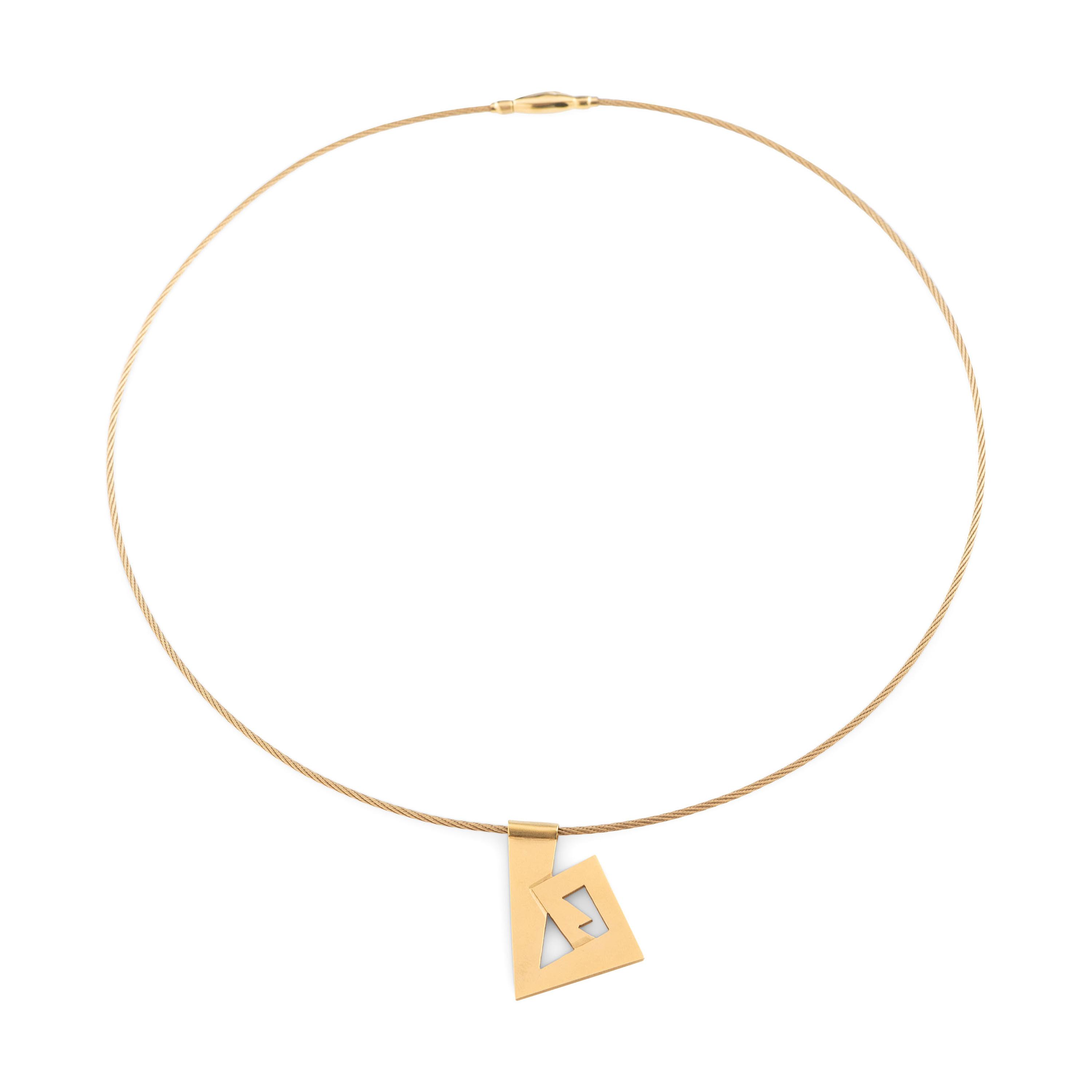 Gold Geometric Pendant, on Chain