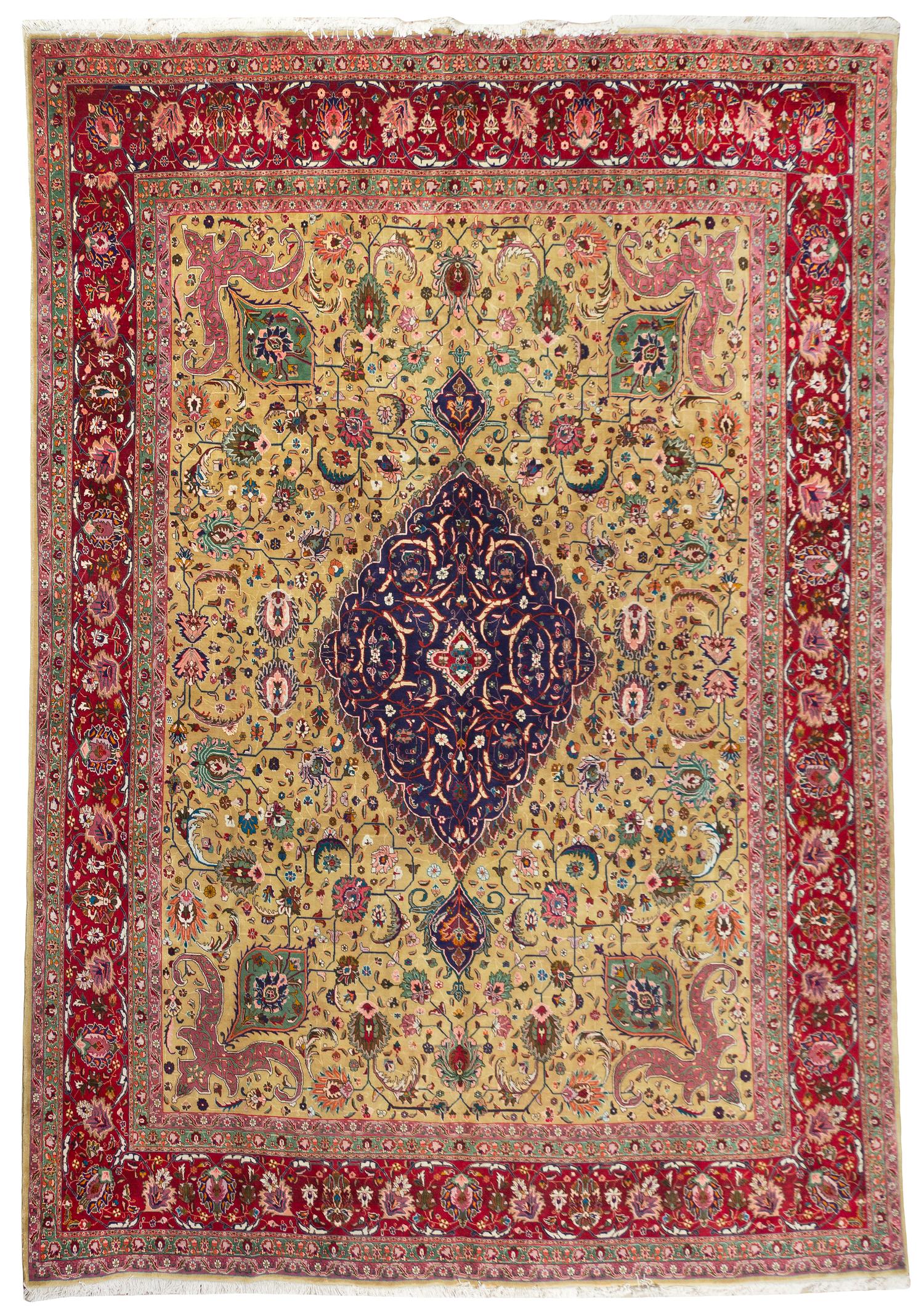 A Persian Tabriz Wool Rug, 12 feet 2 inches x 9 feet 9 inches.