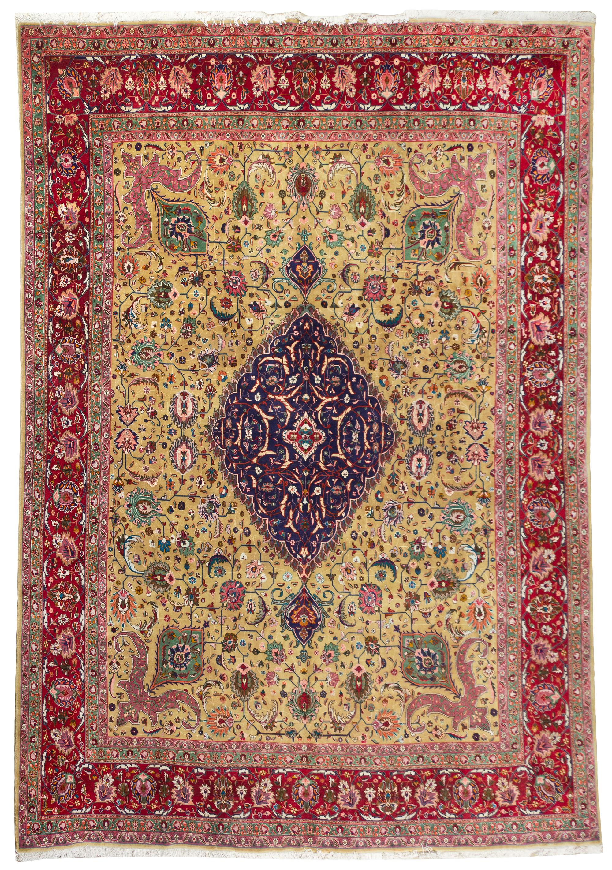 A Persian Tabriz Wool Rug, 12 feet 2 inches x 9 feet 9 inches.