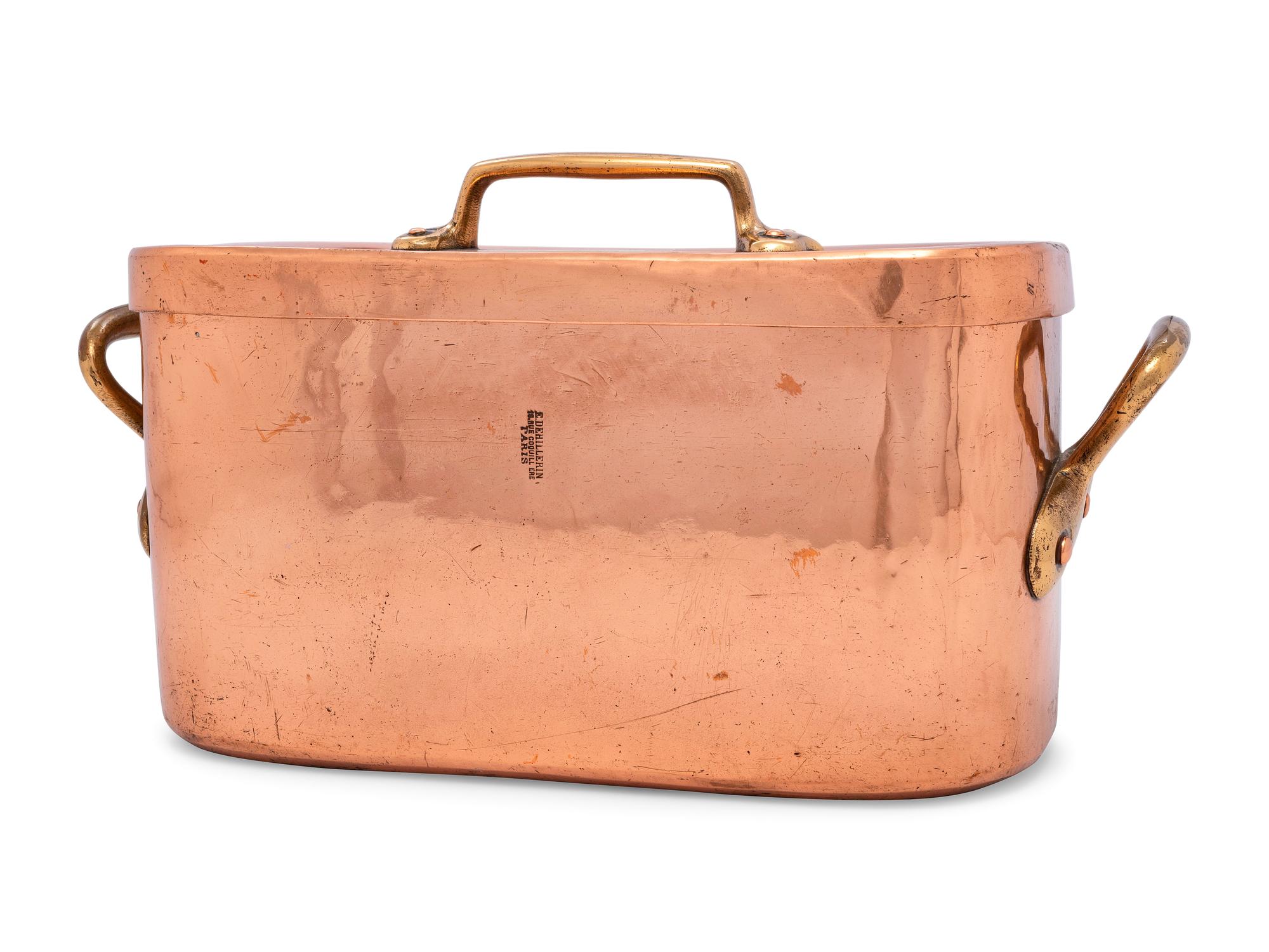 A French Copper Daubière with Brass Handles