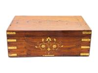 A Victorian Brass Inlaid Fruitwood Stationery Box