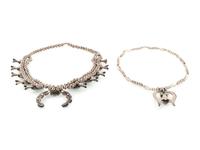 Navajo Silver, Turquoise, and Coral Squash Blossom Necklaces