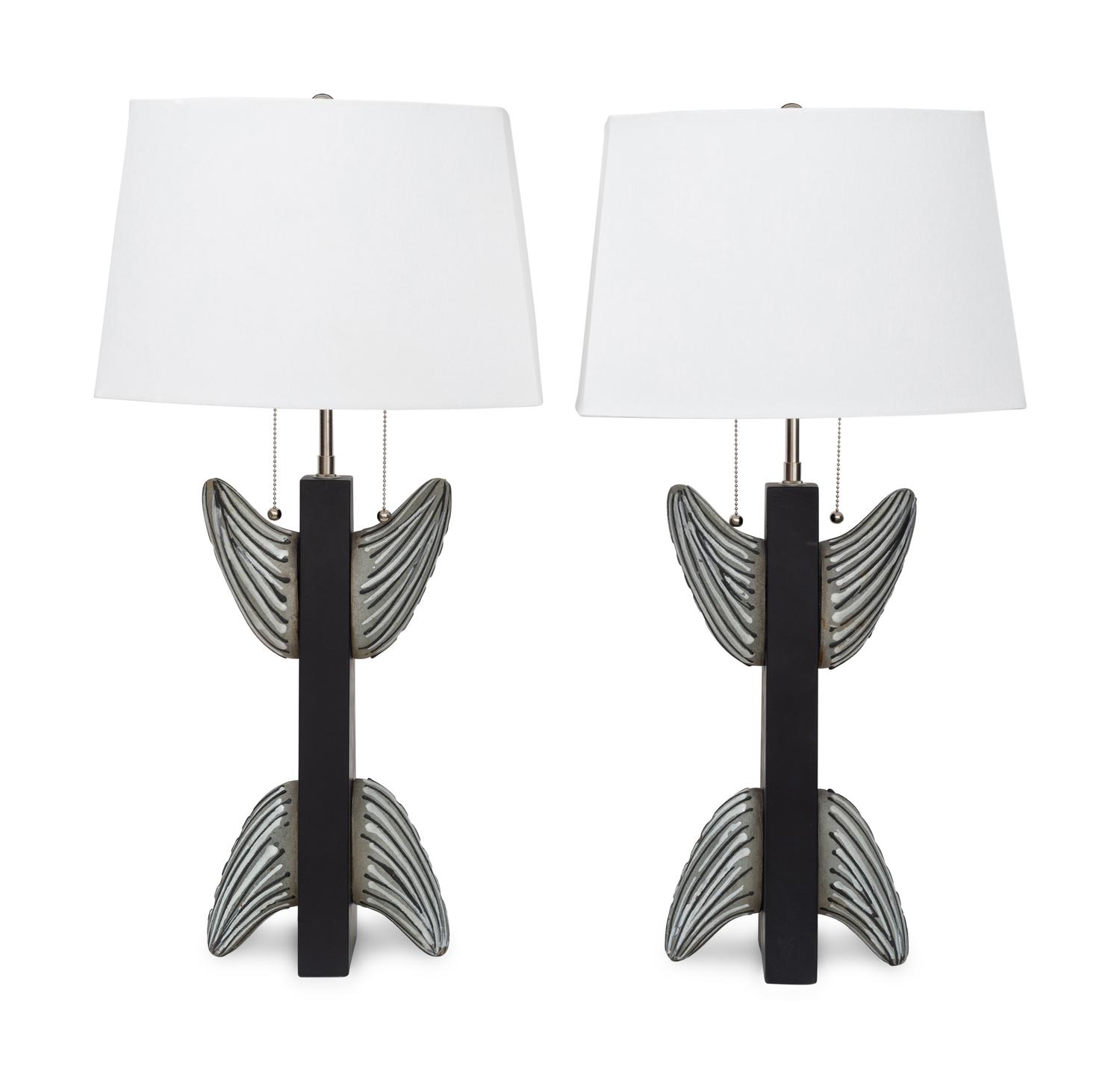 A Pair of Modernist Studio Ceramic Table Lamps