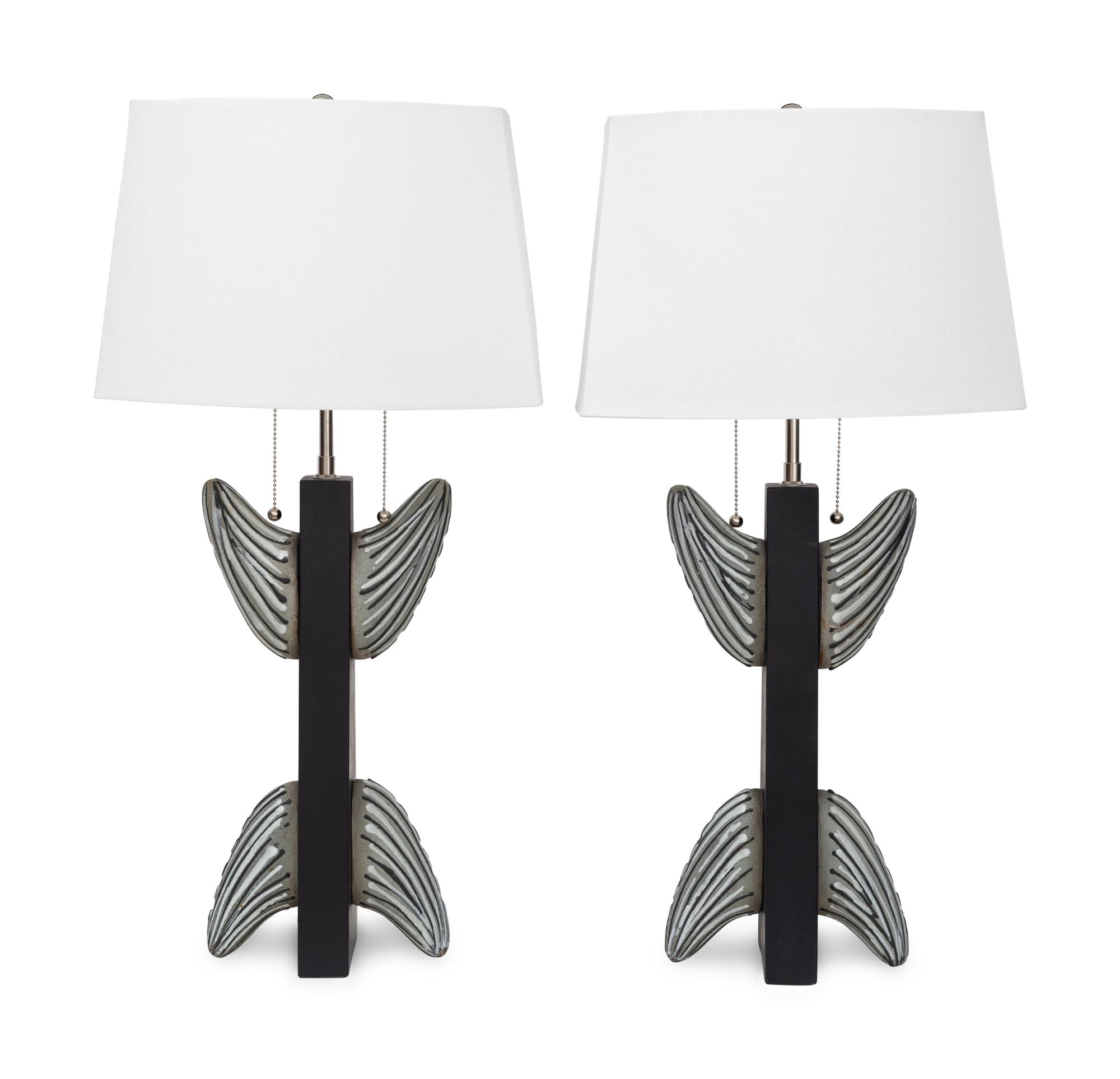 A Pair of Modernist Studio Ceramic Table Lamps