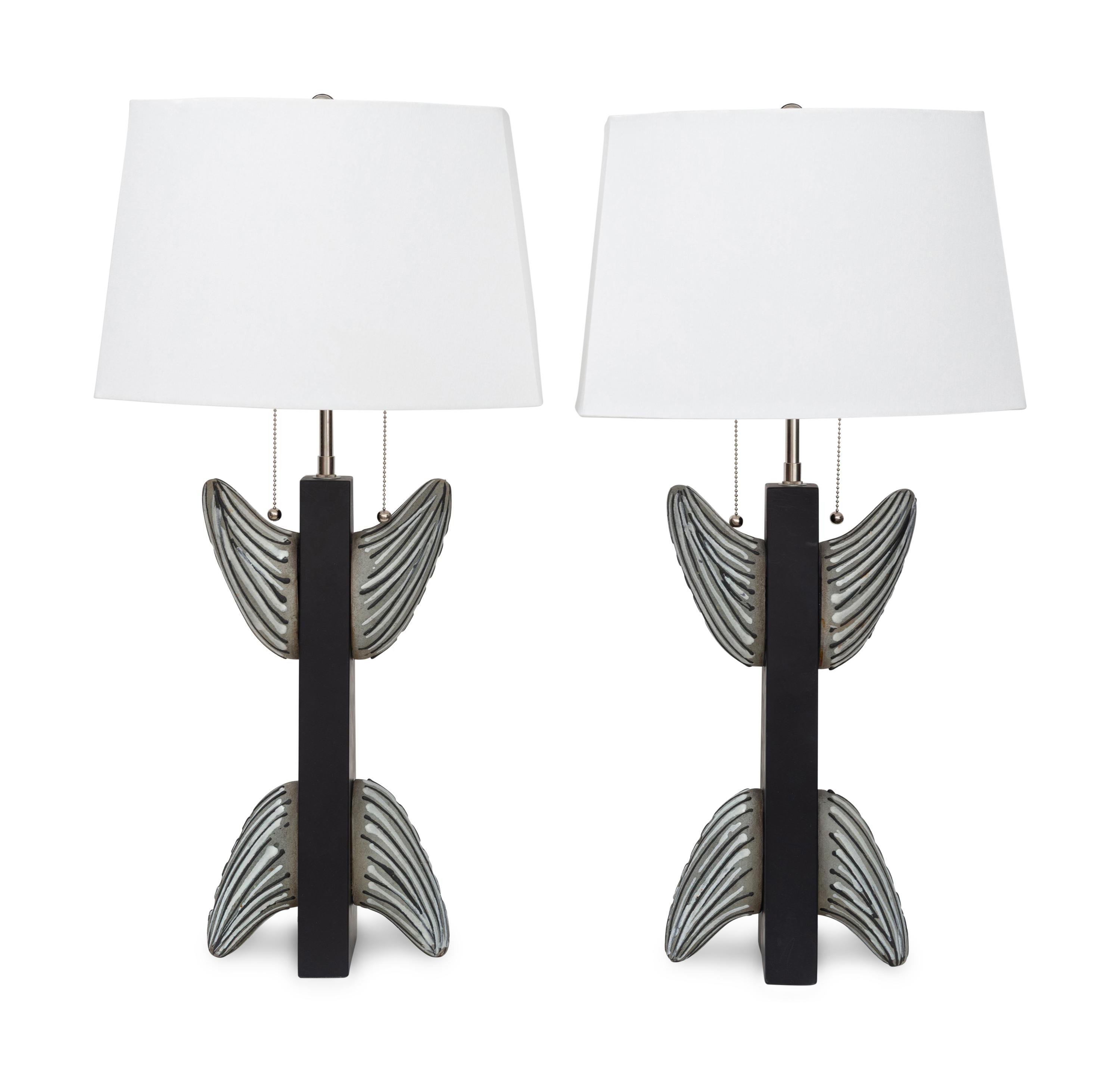 A Pair of Modernist Studio Ceramic Table Lamps