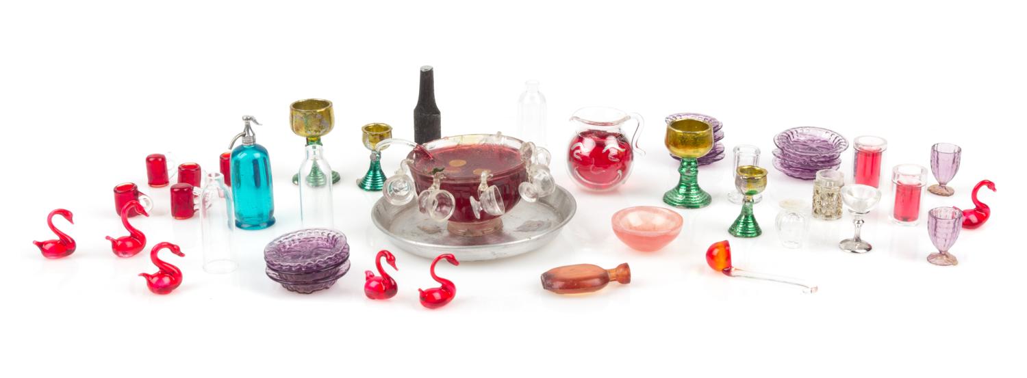 A Collection of Glass Table Articles Diameter of punch bowl 1 1/2 inches.