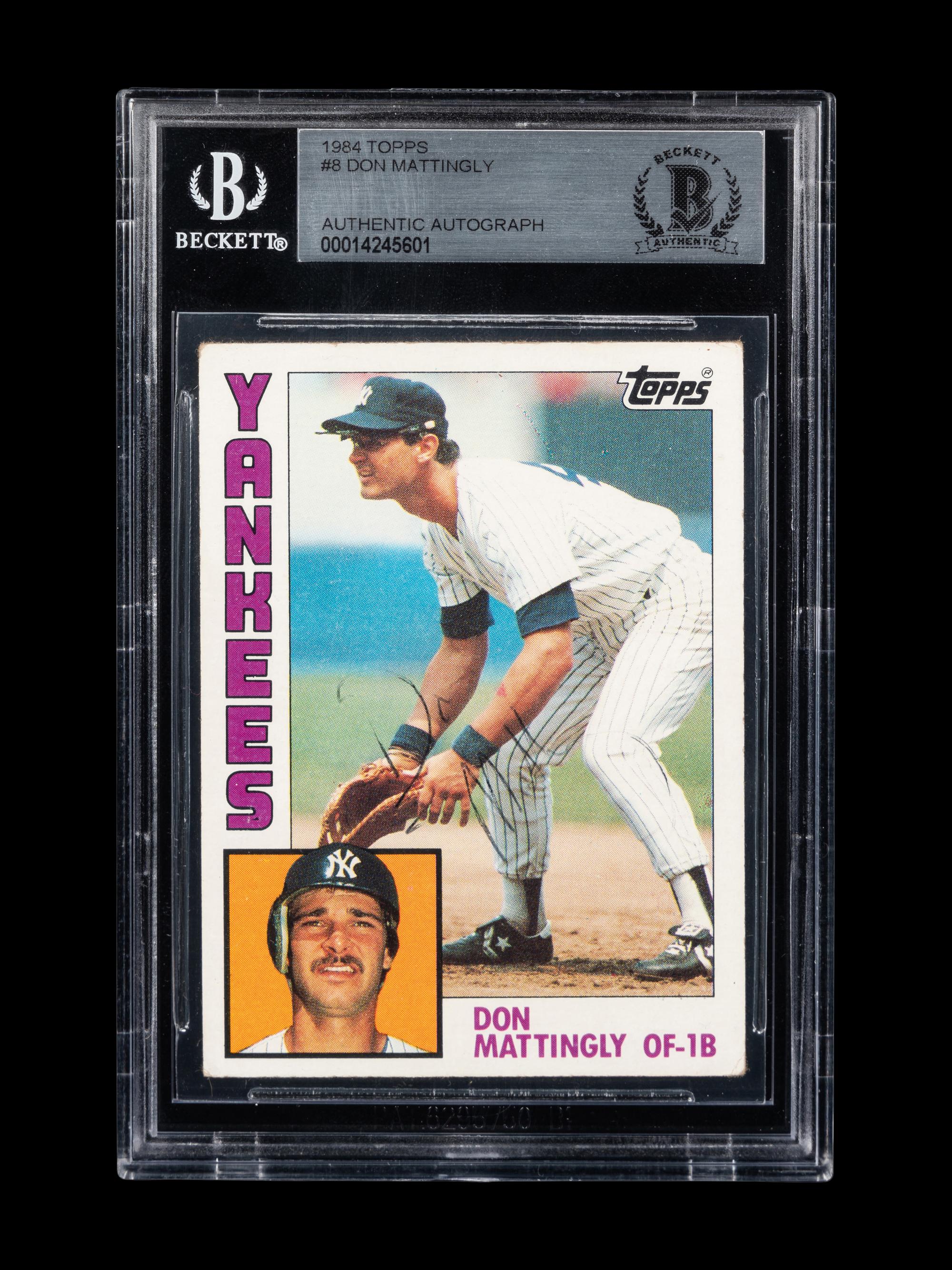 A Group of Four Dave Winfield and Don Mattingly Signed Baseball Cards Including Autographed Rookies of Both