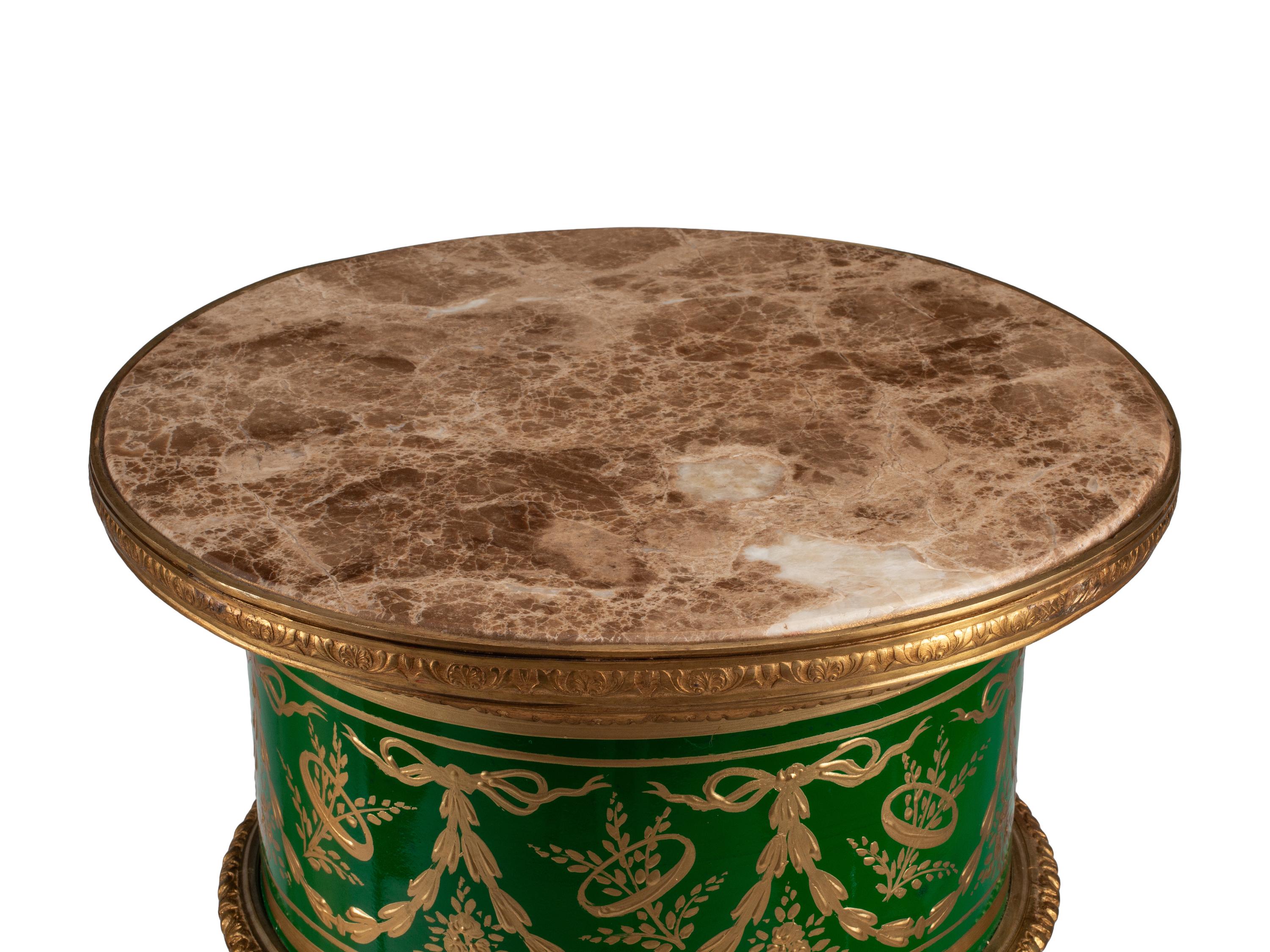 A Pair of Gilt Bronze and Sèvres Style Porcelain Pedestals
