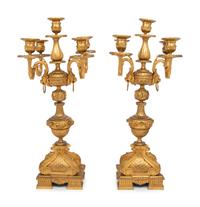 A Pair of Napoleon III Gilt Bronze Five-Light Candelabra