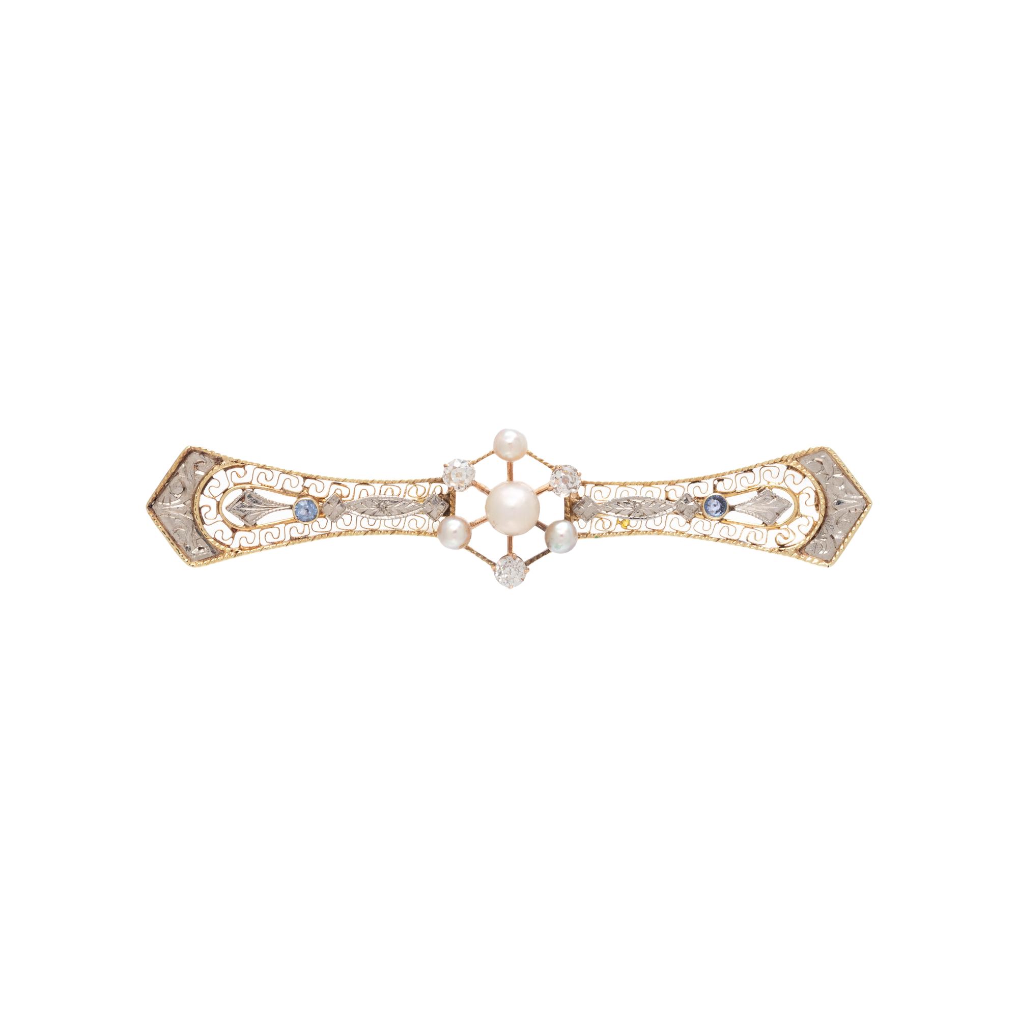 ANTIQUE, PEARL AND DIAMOND BROOCH