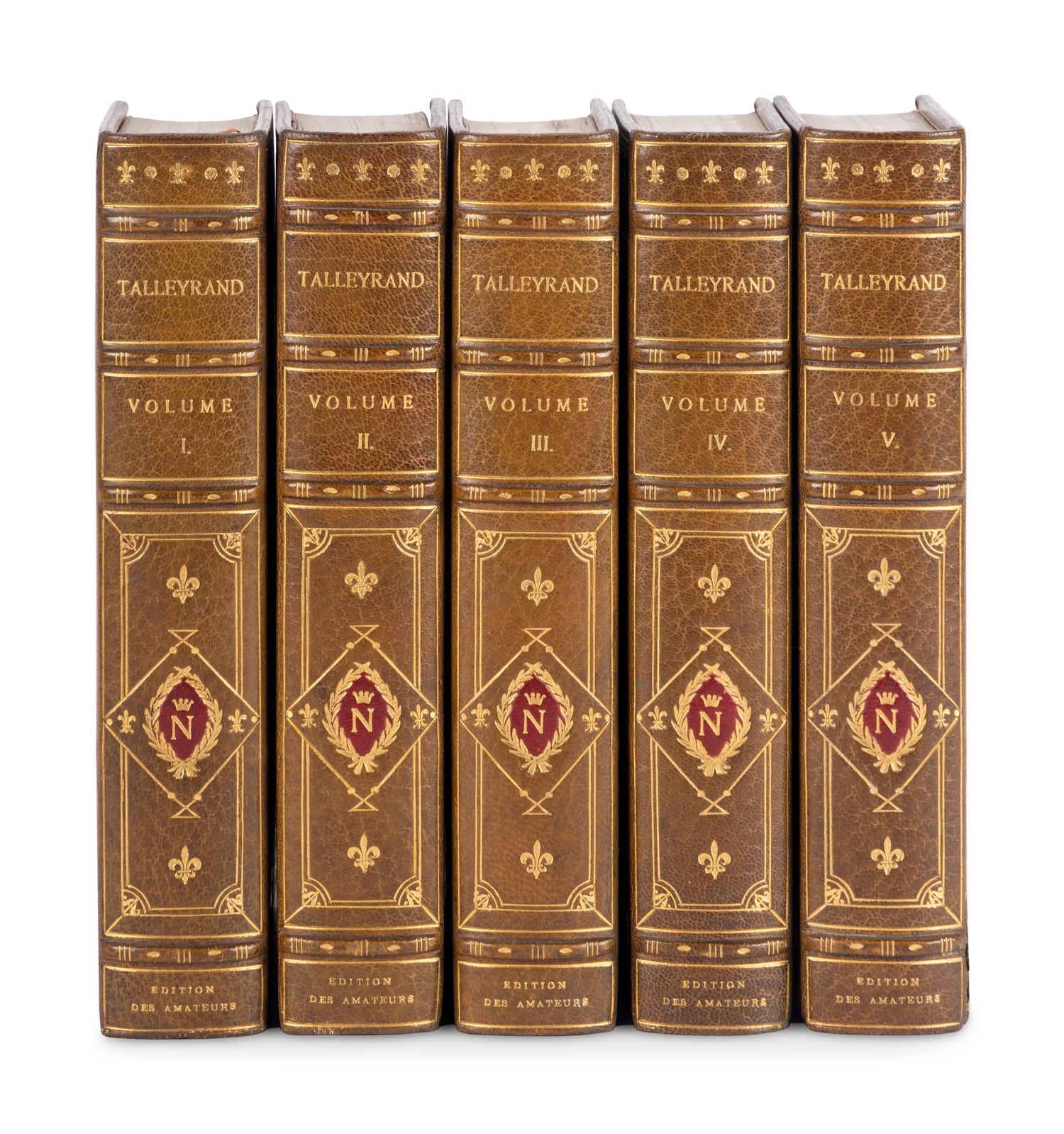 [BONAPARTE, Napoleon (1769-1821)]. [The Napoleon Series]. HAZLITT, William (1778-1830). Life of Napoleon Bonaparte . 6 volumes. -- BOURRIENNE, Louis Antoine Fauvelet de (1769-1834). Memoirs of Napoleon Bonaparte . 4 volumes. -- JUNOT, Laure, Duchesse D'Abrantes (1784-1838). Memoirs of Madame Junot . 6 volumes. -- TALLEYRAND, Charles-Maurice, prince de (1754-1838). Memoirs of the Prince de Talleyrand . 5 vols. London: The Grolier Society, [ca 1905].