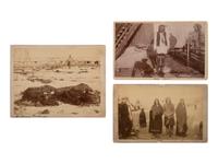 [INDIAN WARS]. Three photographs taken at Pine Ridge Agency, SD, featuring Wounded Knee view and identified Sioux chiefs incl. Kicking Bear.