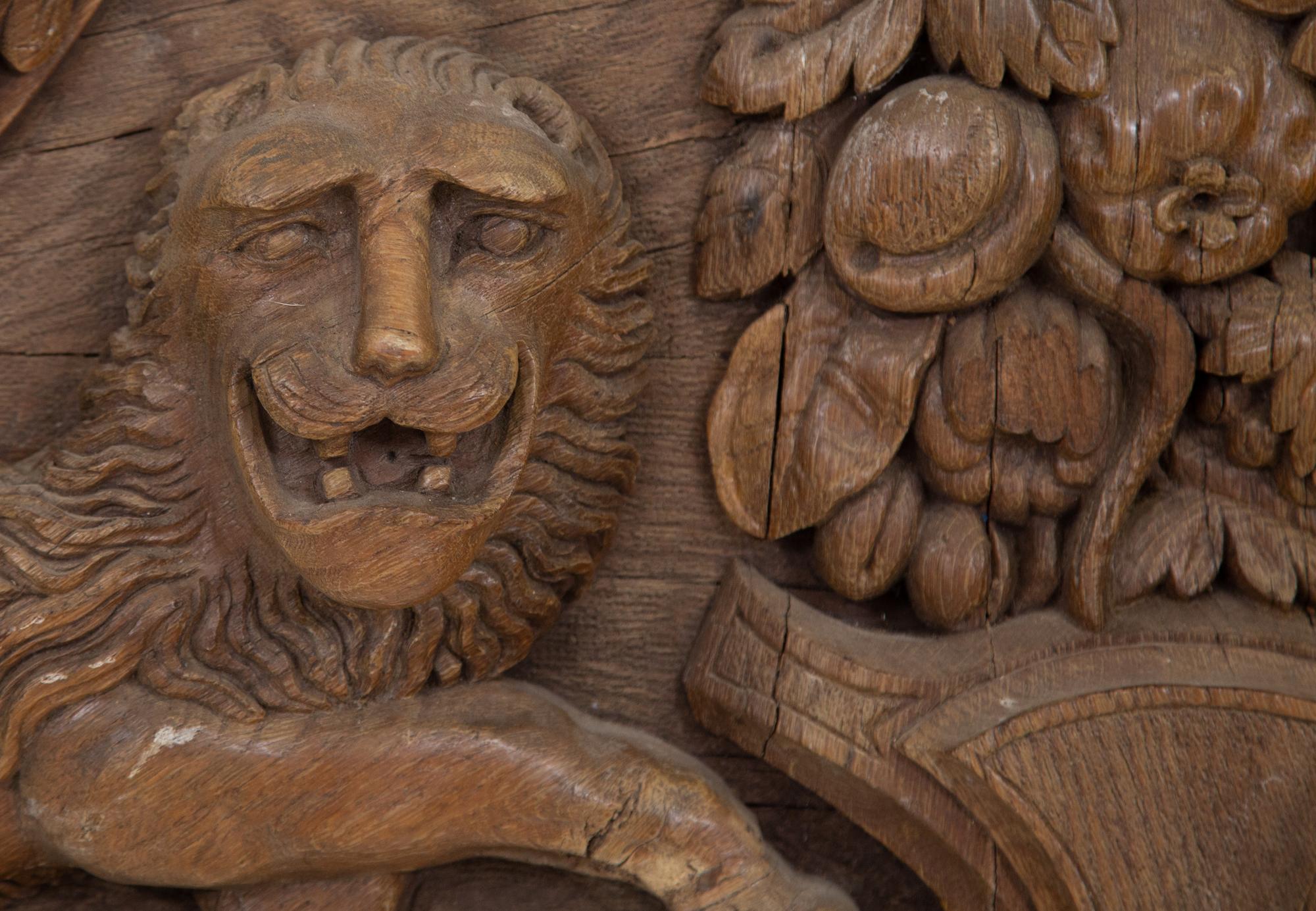 A Continental Carved Walnut Trumeau Panel
