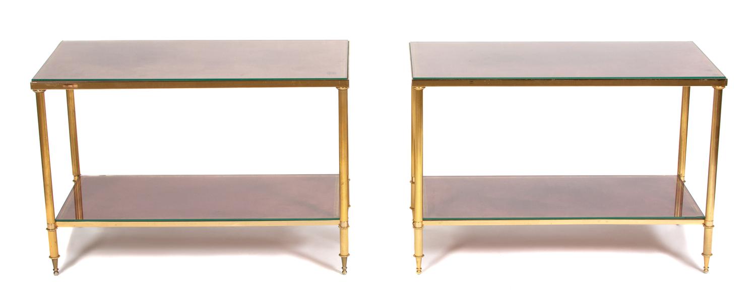 A Pair of French Gilt Bronze End Tables Height 21 1/2 x width 32 x depth 15 3/4 inches. — 20TH CENTURY