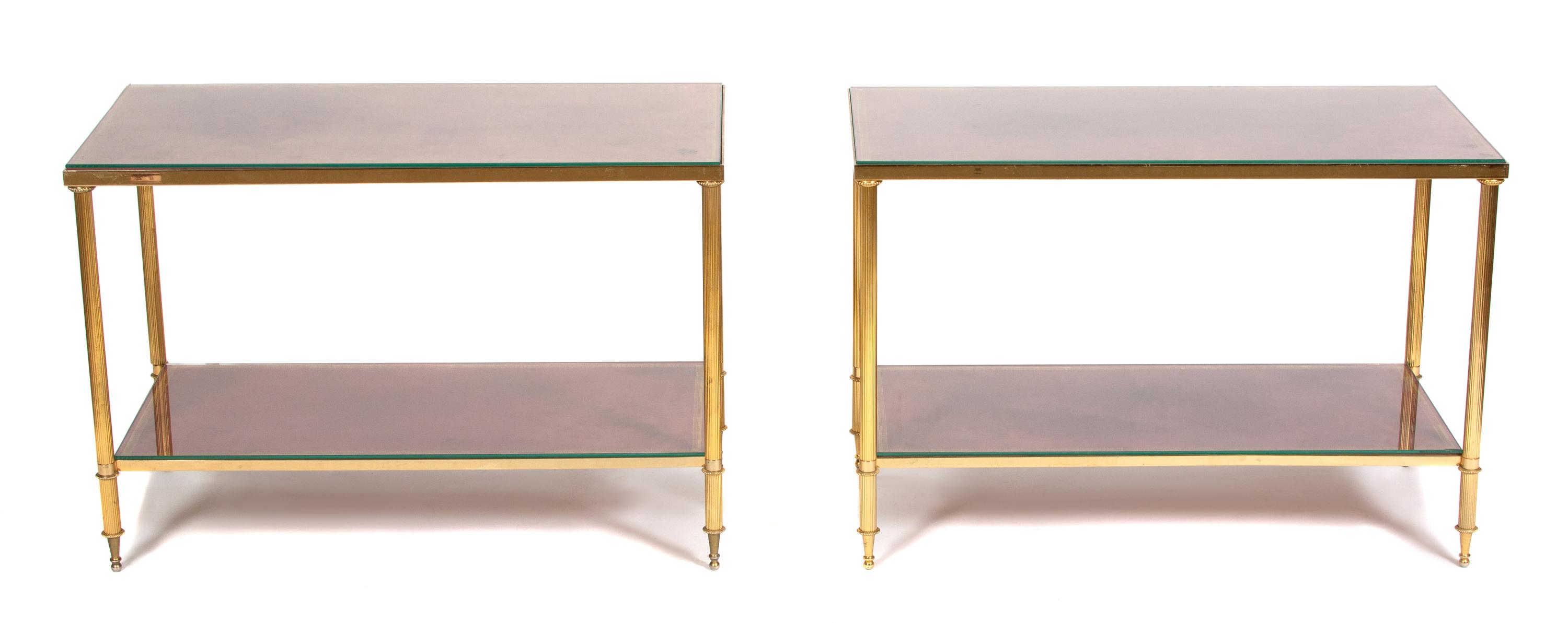 A Pair of French Gilt Bronze End Tables Height 21 1/2 x width 32 x depth 15 3/4 inches. — 20TH CENTURY