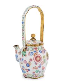 A Peking Enamel on Copper 'Floral' Covered Teapot