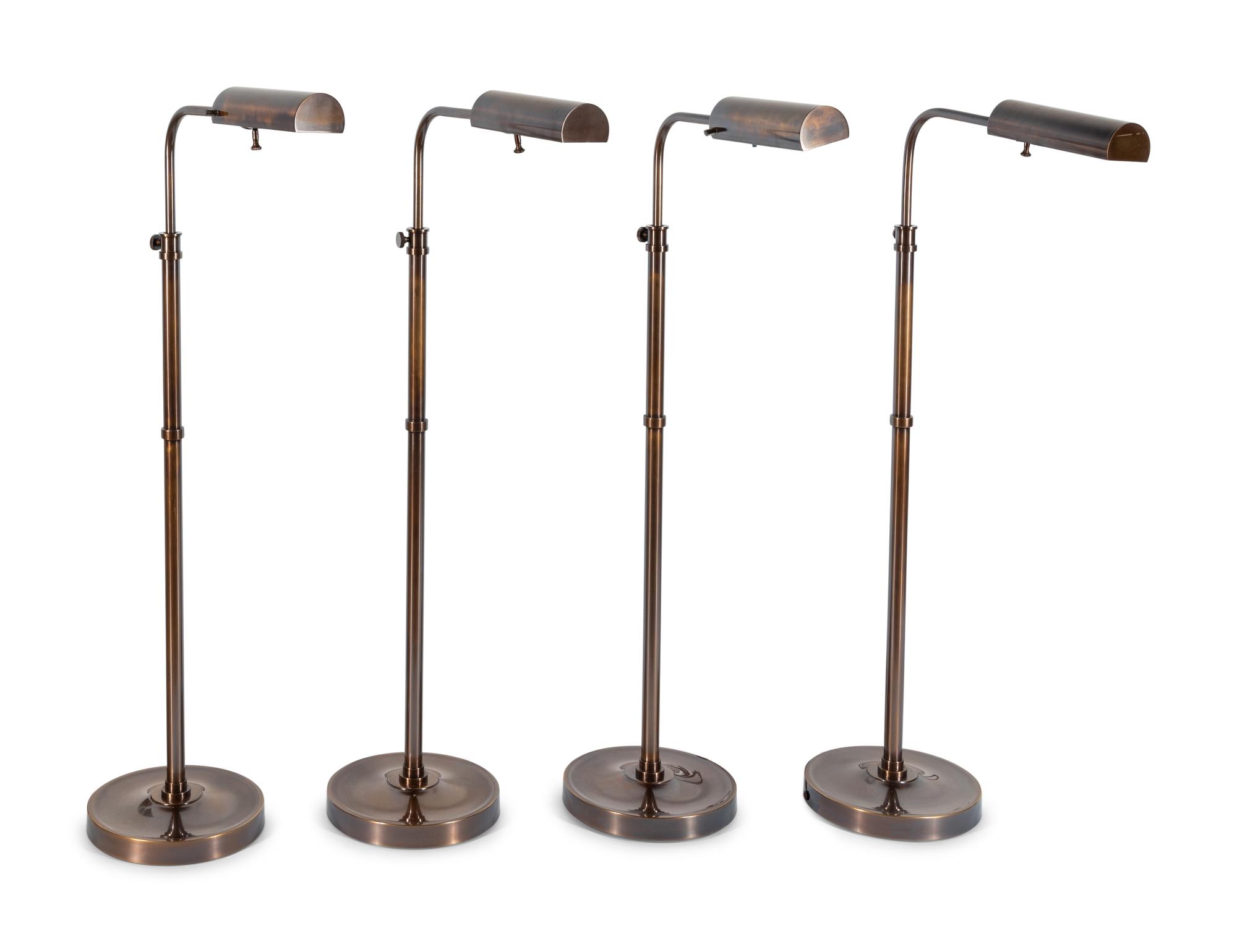 A Set of Four of Bronze-Tone Cantilevered Reading Lamps