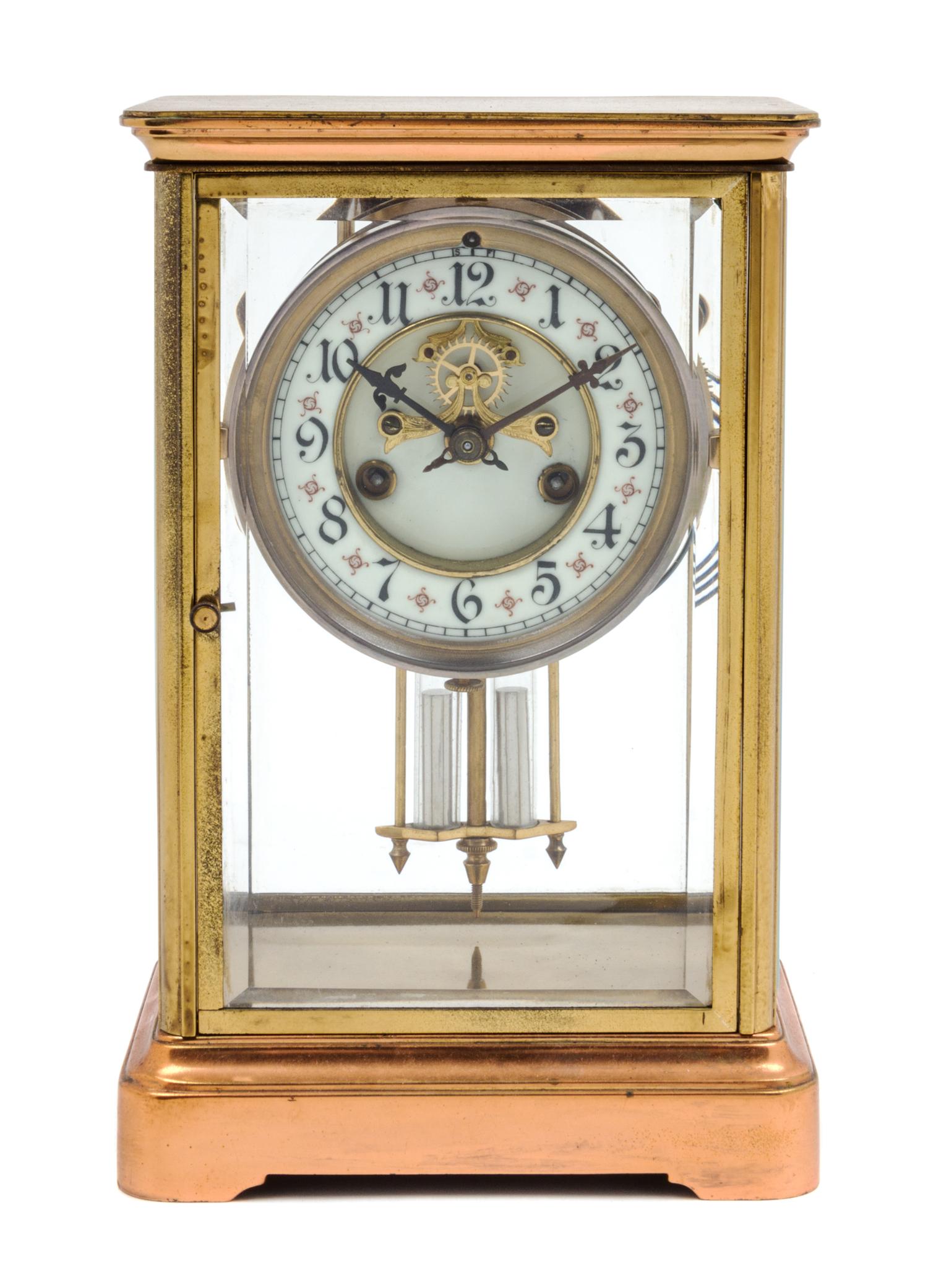 An American Crystal Regulator Clock Height 10 3/8 inches. — WATERBURY CLOCK CO., LATE 19TH CENTURY