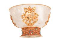 A Jeweled Gilt Filigree Metal and Rock Crystal Bowl and Cover