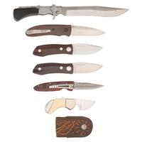Lot of Six Folding Knives Including: Wildsteer, Hall, (2) Wood, MCUSTA and Hoffmann