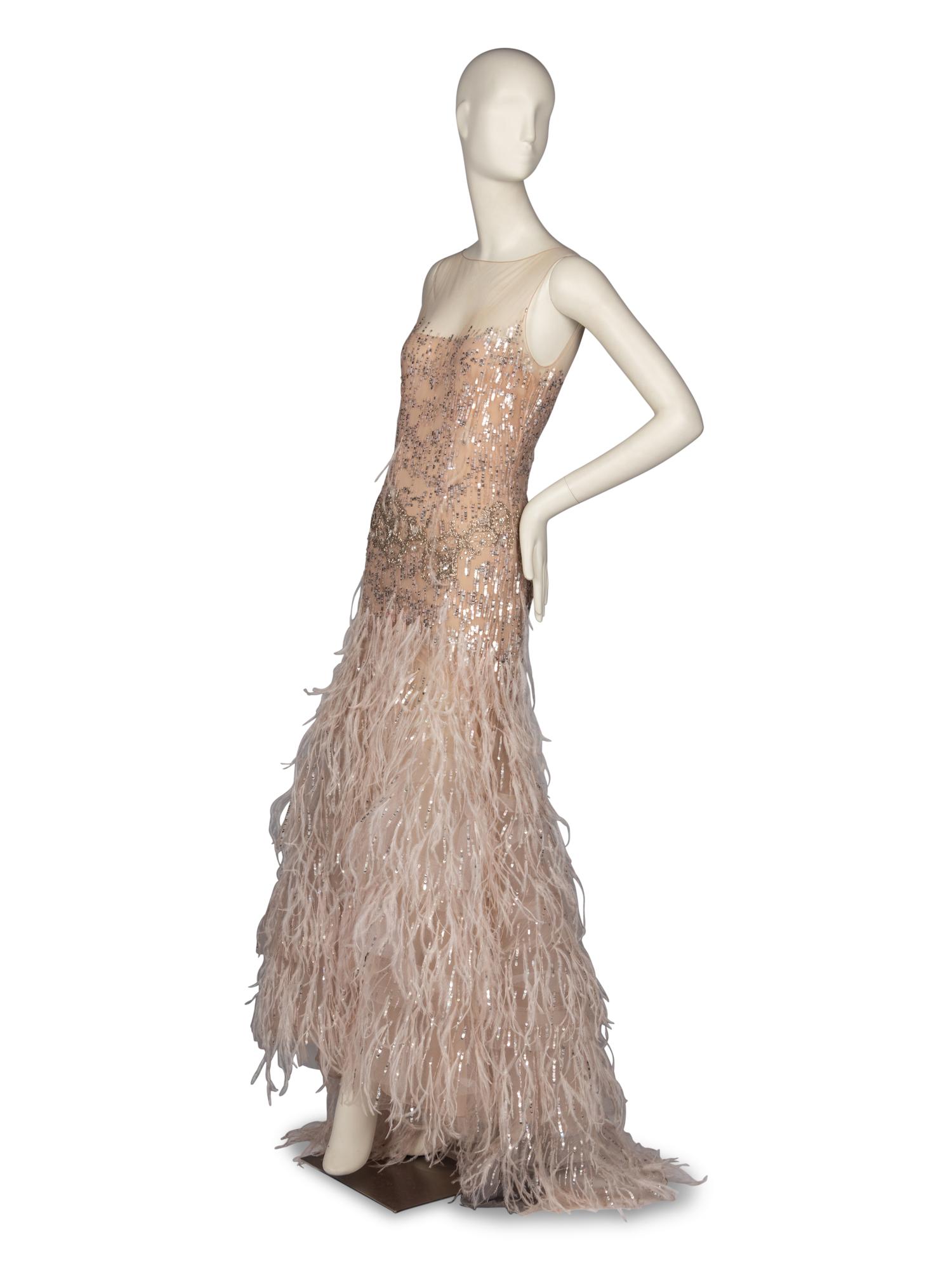 Oscar de la Renta Ostrich Feather Gown