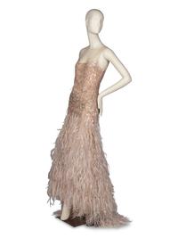 Oscar de la Renta Ostrich Feather Gown