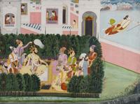 An Indian Gouache Painting Height overall 22 5/8 x width 27 inches.