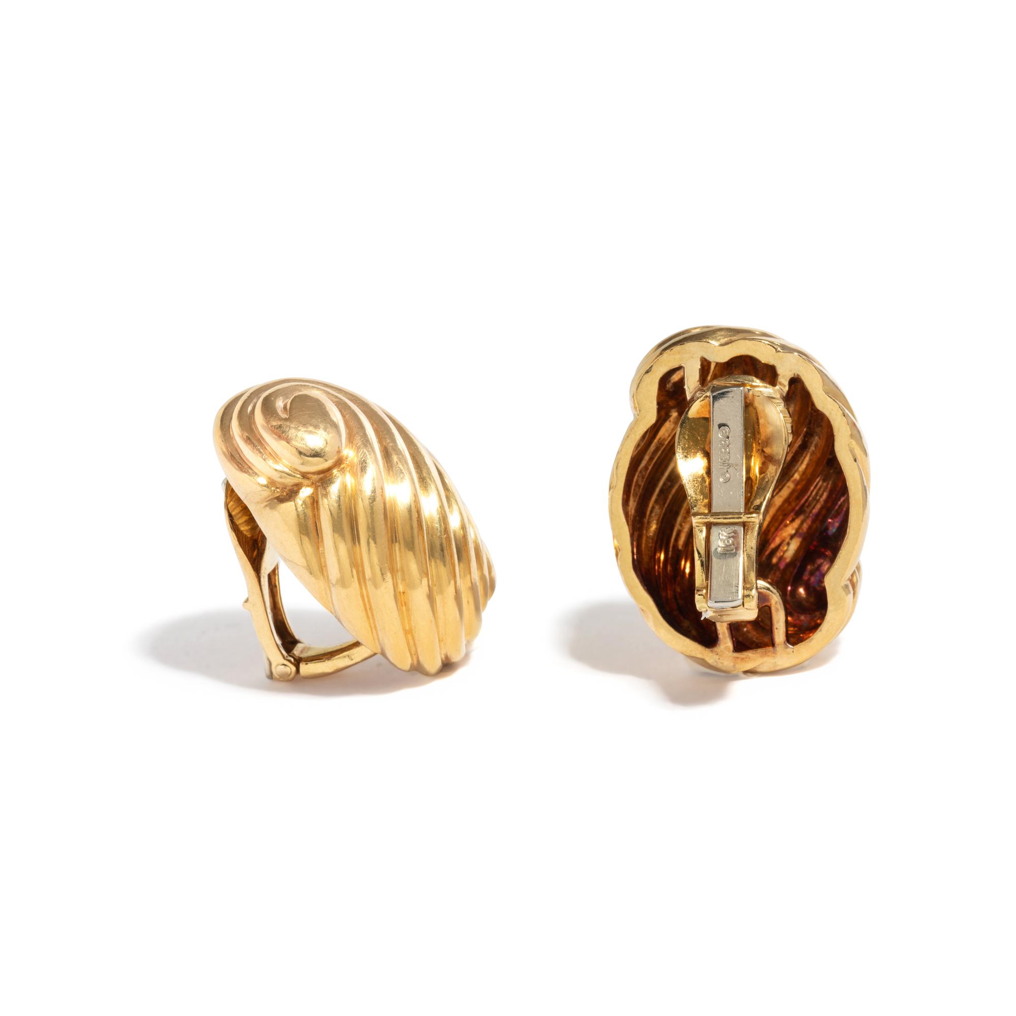 DAVID WEBB, YELLOW GOLD CLIP EARRINGS
