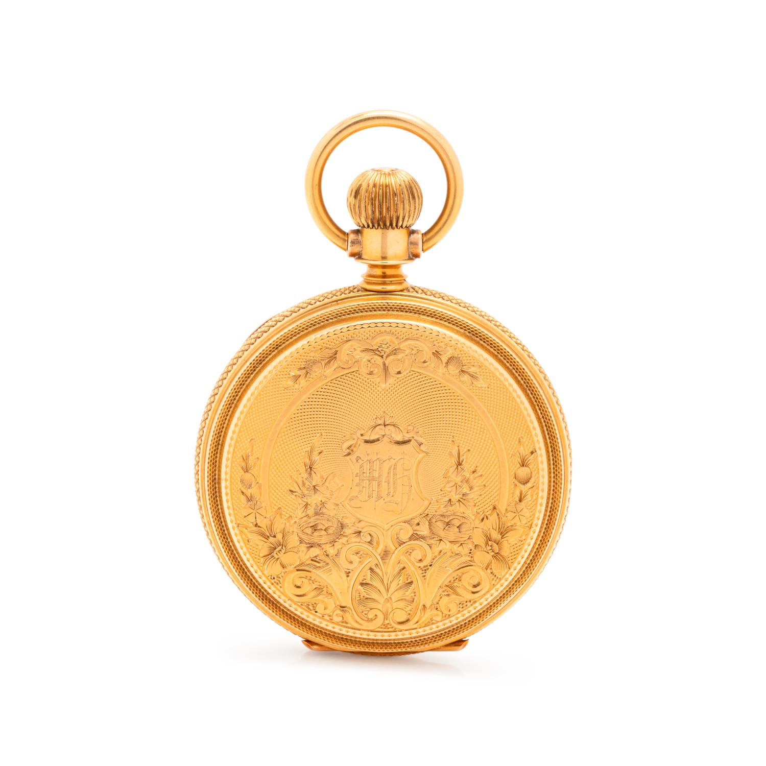ELGIN, 18K YELLOW GOLD HUNTER CASE POCKET WATCH