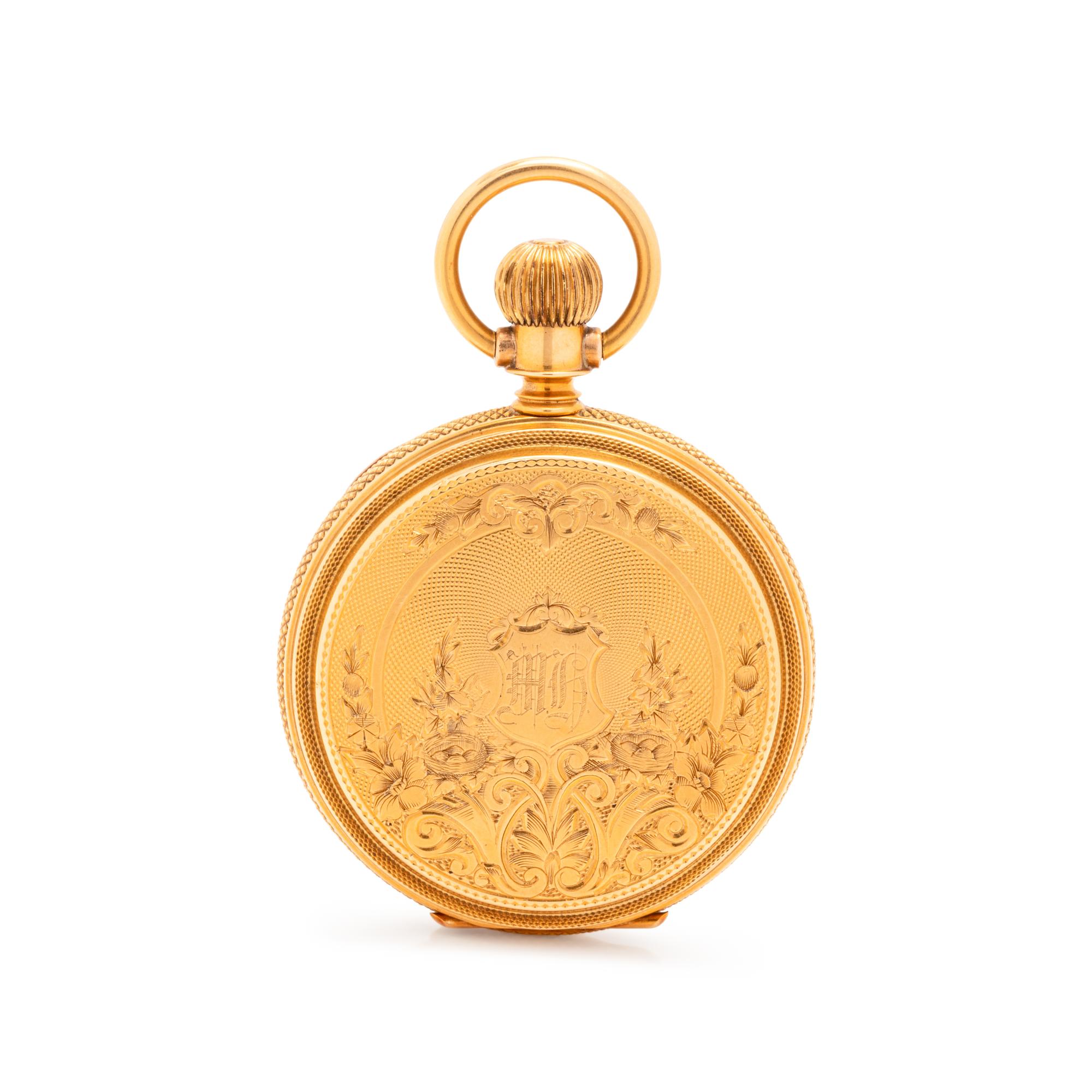 ELGIN, 18K YELLOW GOLD HUNTER CASE POCKET WATCH