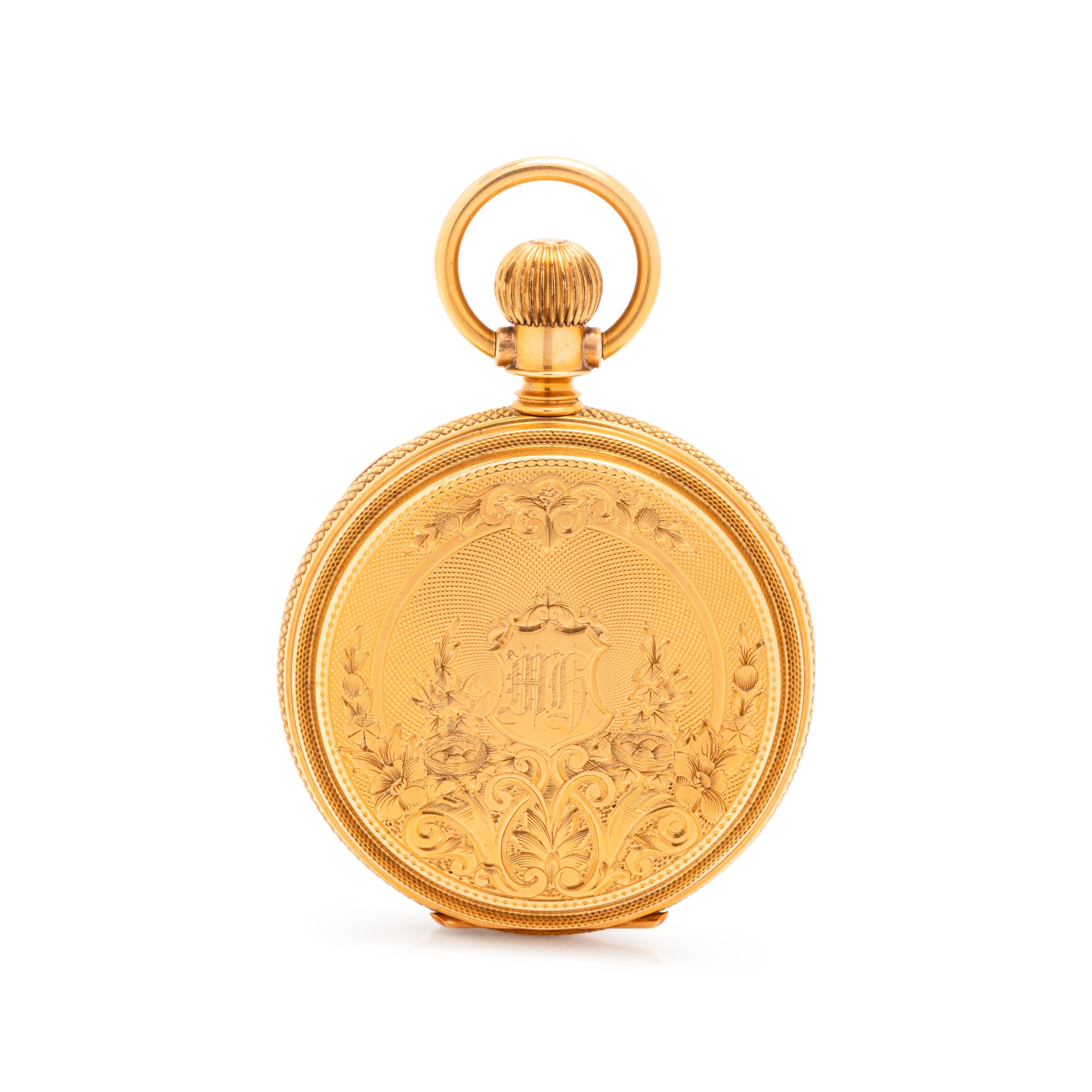 ELGIN, 18K YELLOW GOLD HUNTER CASE POCKET WATCH