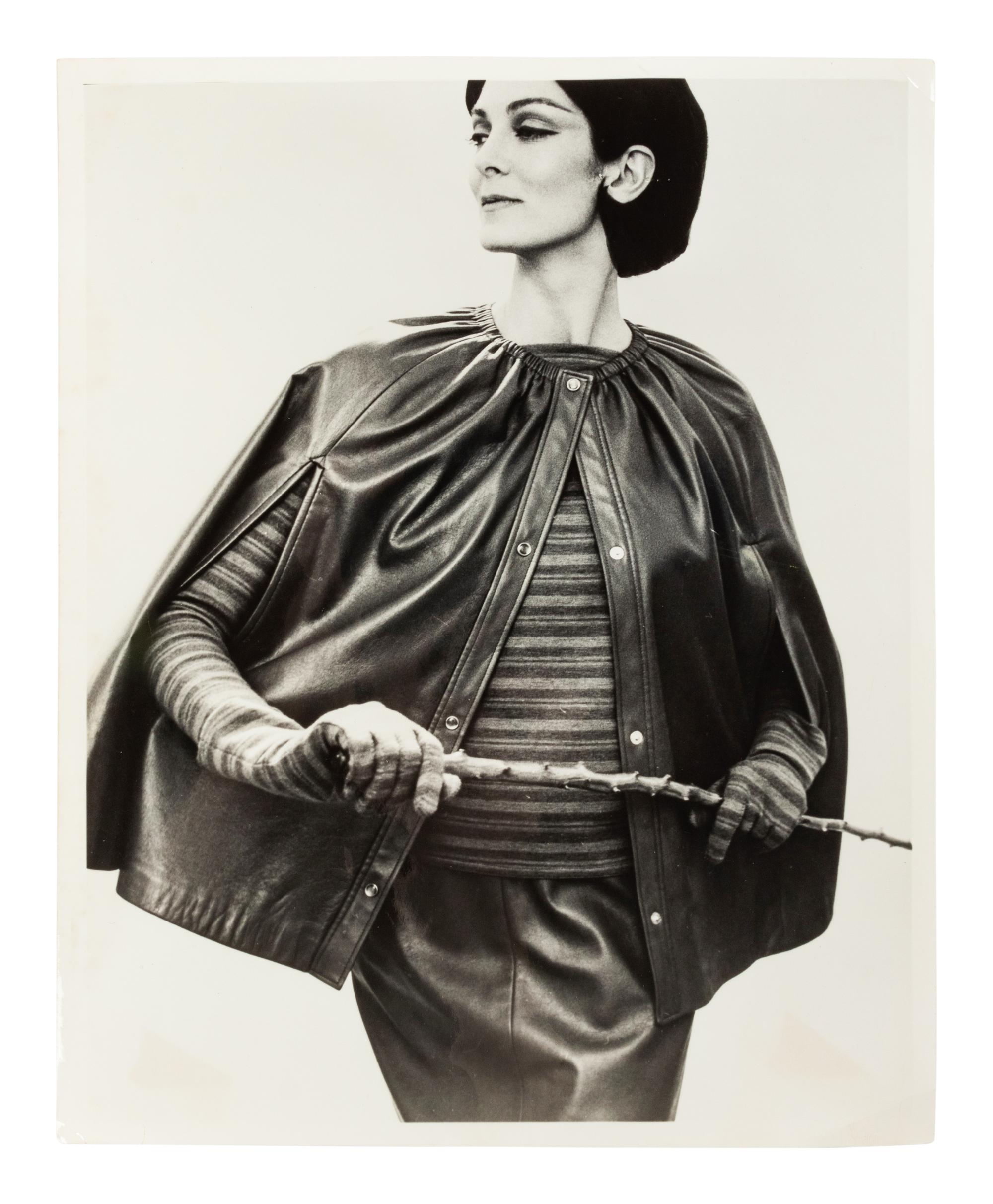Bonnie Cashin Cape and Skirt, Dress, Coat, Photograph, Two Sketches, Two Patterns, 1960s