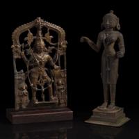 A group of seven assorted Indian and Himalayan bronzes 印度及喜马拉雅铜佛造像一组七件 17th/18th century and later ??????????
