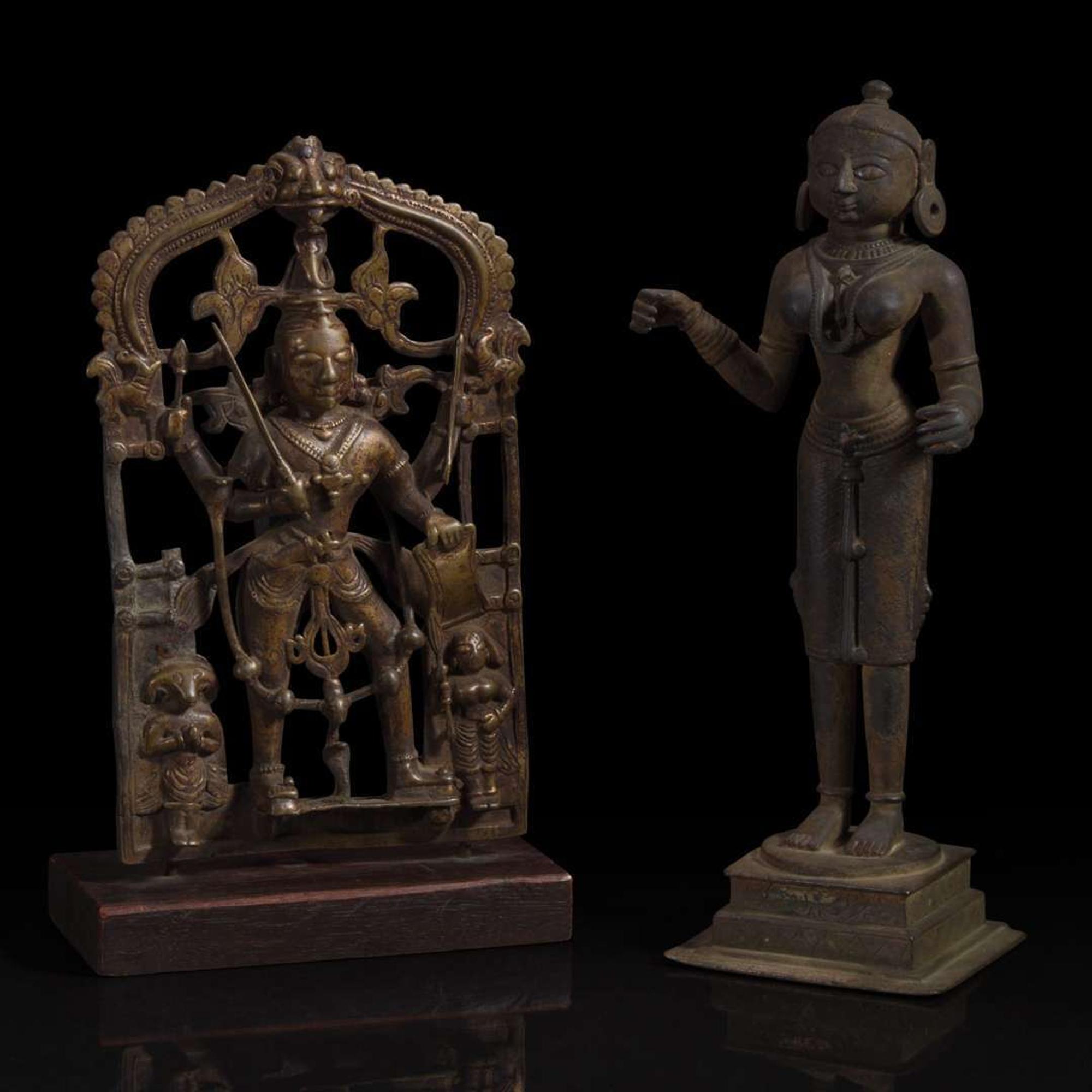 A group of seven assorted Indian and Himalayan bronzes 印度及喜马拉雅铜佛造像一组七件 17th/18th century and later ??????????