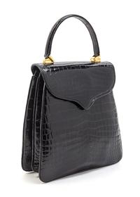 A Lana Marks Black Alligator Bag, 9 x 8 1/2 x 3 inches.