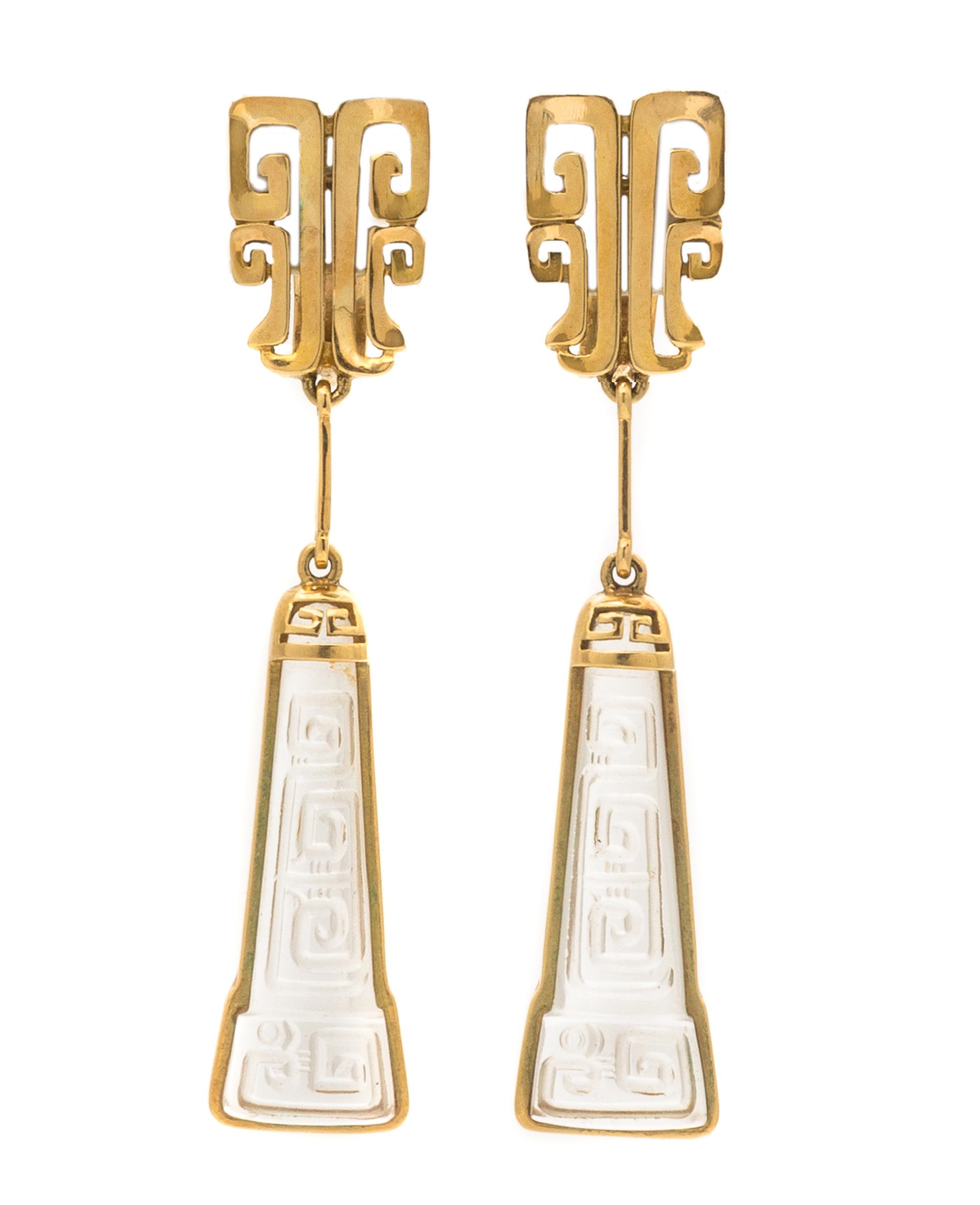 An 18 Karat Yellow Gold and Carved Rock Crystal Demi Parure, Lalaounis, Circa 1970, 52.70 dwts.