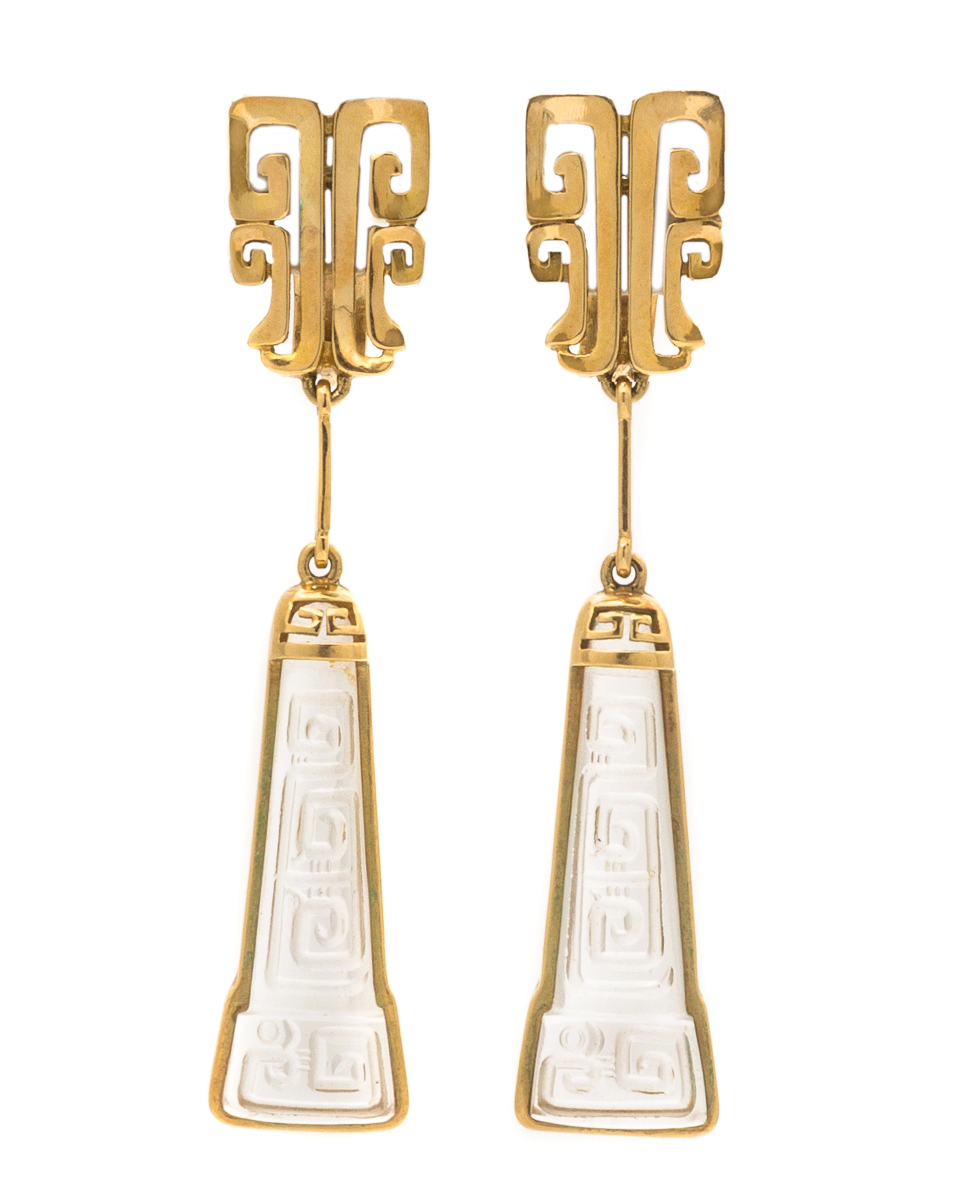 An 18 Karat Yellow Gold and Carved Rock Crystal Demi Parure, Lalaounis, Circa 1970, 52.70 dwts.
