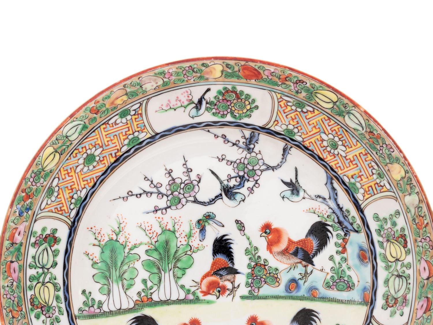 Five Chinese Export Famille Rose Porcelain Plates