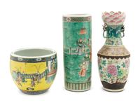 Three Large Chinese Famille Rose Porcelain Vessels