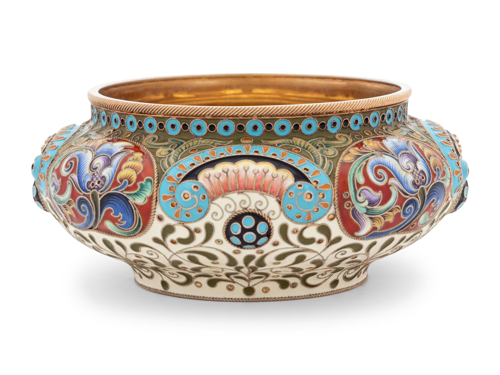 A Feodor Ruckert Enameled Silver Bowl