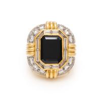Turi, Onyx, Diamond, and Yellow Gold Ring