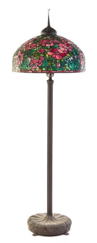 An American Leaded Glass Floor Lamp Height 71 1/2 inches.